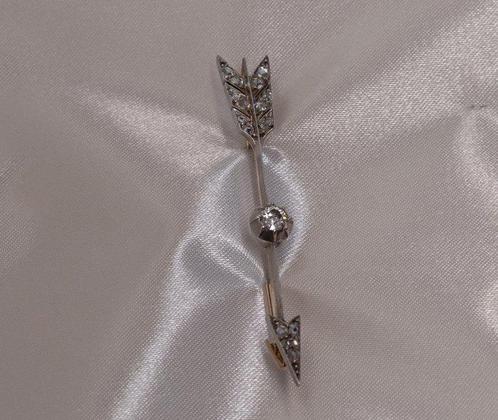 Broche - 18 karaat Platina, Witgoud - 0.25ct. tw. Diamant, Sieraden, Tassen en Uiterlijk, Antieke sieraden