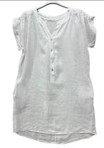 Luchtige linnen jurk- kleur WIT- korte raglan mouwen -, Nieuw