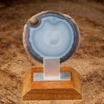 Topkwaliteit Agaat Plak - Chalcedoon Geode Sectie - Houten