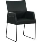 Set van 4 zwart leren eetkamerstoelen Els - met armleuning, Ophalen of Verzenden, Nieuw, Leer