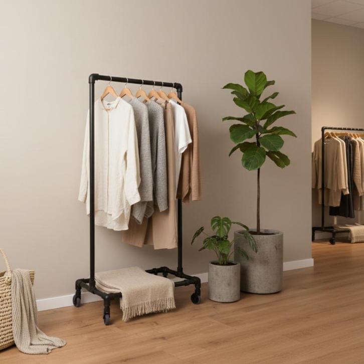 Kledingrek op wielen | maatwerk | zwart of staal | DIY, Kleding | Dames, Kledingrekken, Met wielen, Nieuw, Ophalen of Verzenden