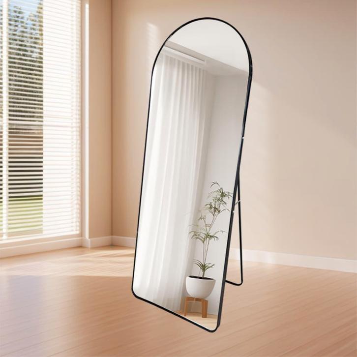 LoXa Passpiegel Luxora Zwart – 160x60 cm – Staand of Hangend, Huis en Inrichting, Woonaccessoires | Spiegels, Nieuw, Verzenden