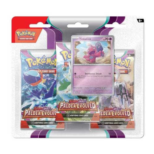 Pokémon Paldea Evolved 3 Pack Blister - Tinkatink, Hobby en Vrije tijd, Verzamelkaartspellen | Pokémon, Booster, Nieuw, Ophalen of Verzenden