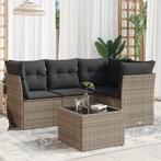 vidaXL 5-delige Loungeset met kussens poly rattan grijs, Verzenden, Nieuw, Rotan, Loungeset