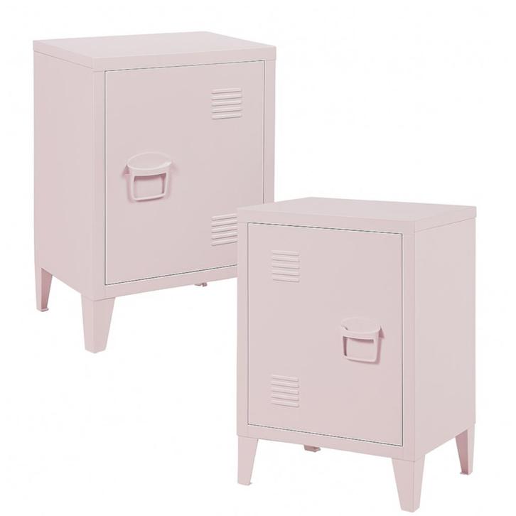 Nachtkast Inari set van 2 metaal 57x40x30 cm roze [en.casa], Huis en Inrichting, Tafels | Bijzettafels, Verzenden