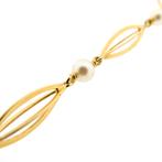 Gouden fantasie ketting met parels | 54 cm (schakelketting), Ophalen of Verzenden, Gebruikt, Overige kleuren, Goud