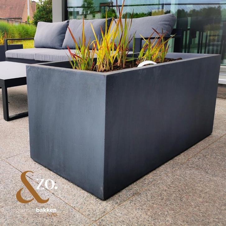 Plantenbak Fiberclay 120x56x56 cm Antraciet, Tuin en Terras, Bloembakken en Plantenbakken, Nieuw, Verzenden