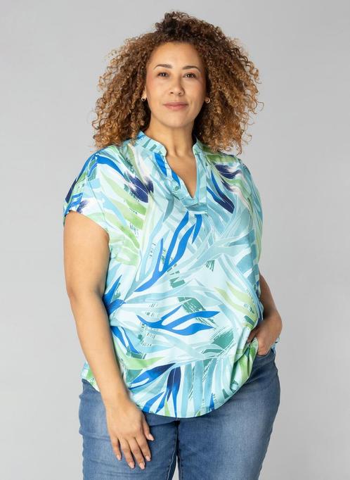 COLLETTA shirt V hals turquise print Maat:, Kleding | Dames, T-shirts, Overige kleuren, Nieuw, Verzenden