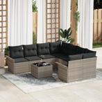 vidaXL 9-delige Tuinbankenset met kussens poly rattan, Verzenden, Nieuw, Rotan