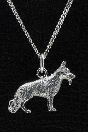 Zilveren Duitse herder ketting hanger - groot, Sieraden, Tassen en Uiterlijk, Kettinghangers, Verzenden
