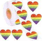 500 Stickers Op Rol - 2.5cm - Hart / Hartjes Regenboog Twist, Verzenden, Nieuw