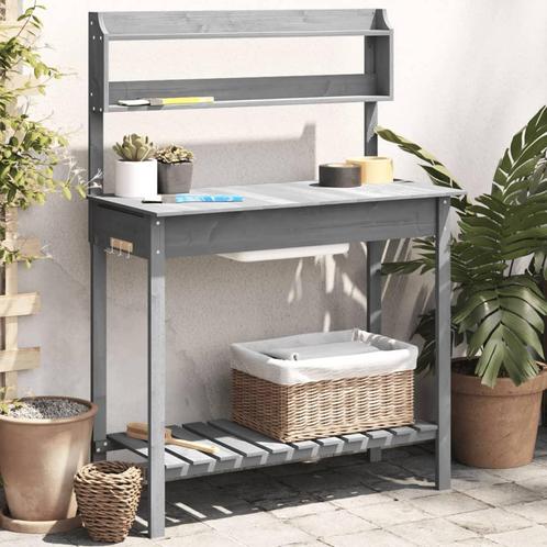 vidaXL Oppottafel met spoelbak 147,5x44x139,5 cm vurenhout, Tuin en Terras, Overige Tuin en Terras, Nieuw, Verzenden