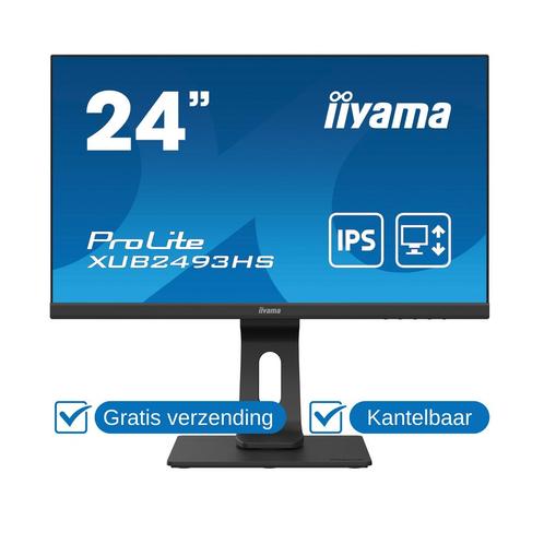 Iiyama ProLite XUB2493HS-B4 Zwart Full-HD monitor, Computers en Software, Monitoren, In hoogte verstelbaar, Draaibaar, Kantelbaar