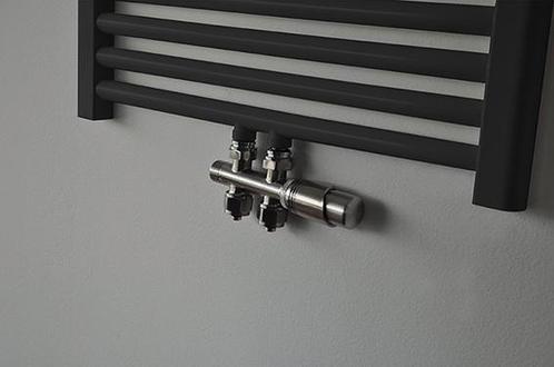 Riko Set thermostatisch onderblok, haaks-rechts, geborsteld, Doe-het-zelf en Verbouw, Verwarming en Radiatoren, Radiator, Nieuw