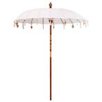 vidaXL Parasol Crème x 250 cm Katoen en massief hout, Tuin en Terras, Verzenden, Nieuw, 1 tot 2 meter