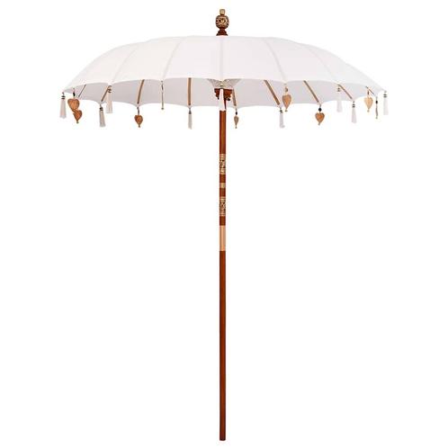 vidaXL Parasol Crème x 250 cm Katoen en massief hout, Tuin en Terras, Parasols, Nieuw, 1 tot 2 meter, Verzenden