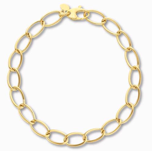Ovale Schakelarmband 14k, Sieraden, Tassen en Uiterlijk, Armbanden, Goud, Nieuw, Goud, Verzenden