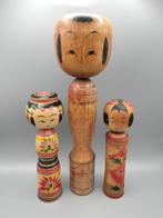 3x traditionele Kokeshi-poppen - Hout - Japan - Shwa