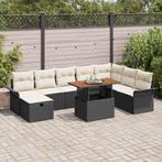 vidaXL Tuin Sofa Set met kussen met opslag 9 pcs Zwart Poly, Tuin en Terras, Verzenden, Nieuw, Rotan