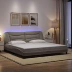 vidaXL Bedframe met LED zonder matras 200x200 cm stof taupe, Huis en Inrichting, Slaapkamer | Bedden, Verzenden, Overige maten