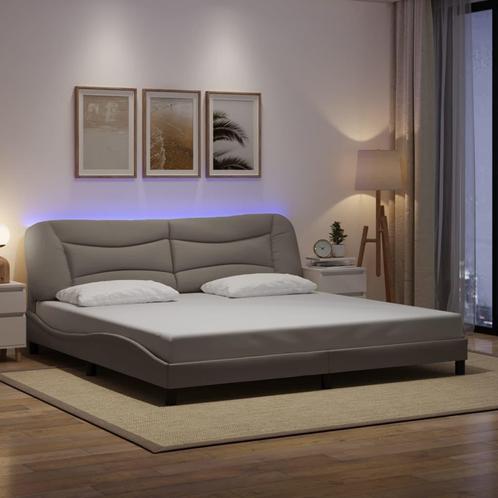 vidaXL Bedframe met LED zonder matras 200x200 cm stof taupe, Huis en Inrichting, Slaapkamer | Bedden, Overige maten, 200 cm, Tweepersoons