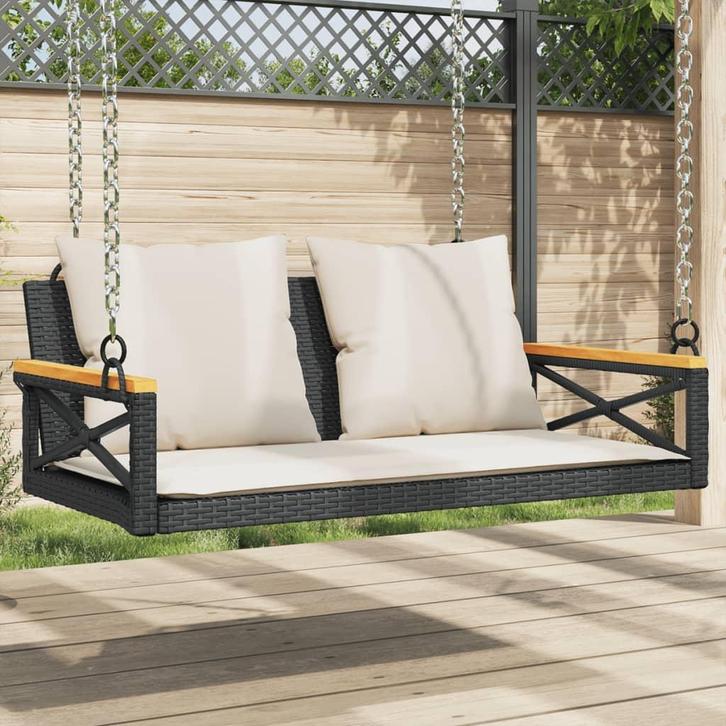 vidaXL Schommelbank met kussens 109x62x40 cm poly rattan, Tuin en Terras, Tuinbanken, Nieuw, Rotan, Verzenden
