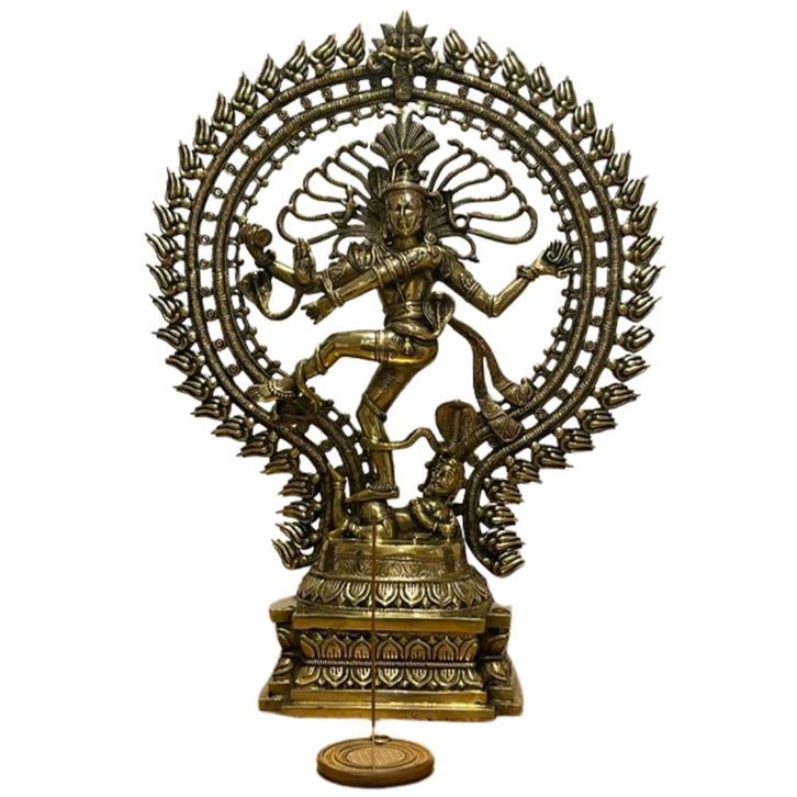 Beeld Shiva Nataraj XXL Dubbele Ring - Brons/Messing, Verzamelen, Beelden en Beeldjes, Ophalen of Verzenden