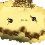 Antiek gouden oud Hollandse broche van een mutsenbel, Sieraden, Tassen en Uiterlijk, Broches, Ophalen of Verzenden, Gebruikt, Overige kleuren