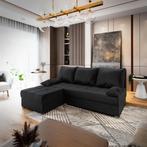 *ACTIE* Slaapbank/Hoekbank met opbergruimte Rio Zwart €399,-, Huis en Inrichting, Banken | Bankstellen, Hoekbank, 75 tot 100 cm