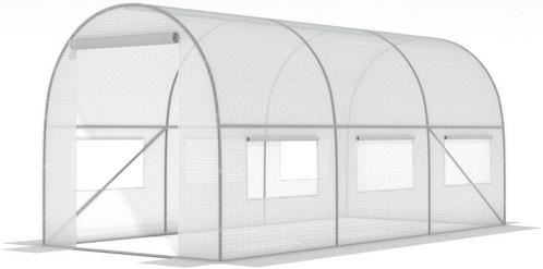 Grote hobby tuinkas 9m2 - 6 ramen met klamboe - Wit, Tuin en Terras, Kassen, Folie, Staal, Nieuw, Kweekkas, Ophalen of Verzenden