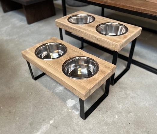 voerbak industrieel oud hout of eiken matte lak  op maat, Dieren en Toebehoren, Hondenvoerbakken en Drinkbakken, Nieuw, Ophalen of Verzenden