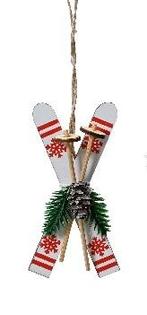 Hanger houten ski’s wit met rood – 8 cm figuurtjes voor, Hobby en Vrije tijd, Ophalen of Verzenden, Nieuw