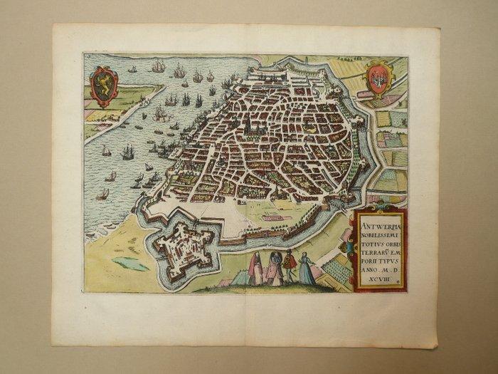 Europa - België / Antwerpen; Lodovico Guicciardini / W., Boeken, Atlassen en Landkaarten