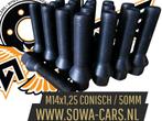ZWARTE Wielbouten M14x1,25 Conisch 50mm ( M14 x 1,25 ), Ophalen of Verzenden
