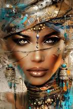 John Joseb Art glasschilderij vrouw met sieraden, abstract, Minder dan 50 cm, Verzenden, Nieuw, Schilderij