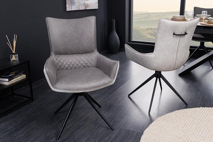 Draaibare design stoel ALPINE grijs lichtgrijs armleuningen, Huis en Inrichting, Fauteuils, Ophalen of Verzenden