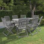 vidaXL 9-delige Tuinset massief acaciahout grijs, Tuin en Terras, Nieuw, 8 zitplaatsen, Tuinset, Verzenden