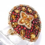Ring - 18 karaat Geel goud - 5.25ct. tw. Saffier - Diamant -, Sieraden, Tassen en Uiterlijk, Ringen, Nieuw