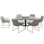 Embrace Aprilla dining tuinset 160 cm rond 7 delig HPL Pure, Ophalen of Verzenden, Nieuw