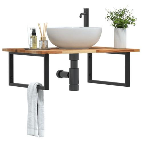 vidaXL Badkamer wandschap staal en massief acaciahout, Huis en Inrichting, Tafels | Kaptafels, Nieuw, Verzenden