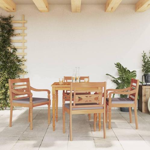 vidaXL 5-delige Tuinset met donkergrijze kussens massief, Tuin en Terras, Tuinsets en Loungesets, Tuinset, Nieuw, 4 zitplaatsen