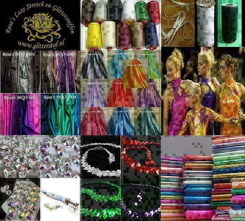 Glitterstoffen, Stretchstof, Katoenstof, Elastiek, Hobby en Vrije tijd, Stoffen en Lappen, Nieuw