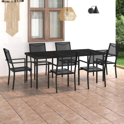 vidaXL 7-delige Tuinset staal, Tuin en Terras, Tuinsets en Loungesets, Tuinset, Nieuw, 6 zitplaatsen, Rvs, Verzenden