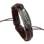 Fako Bijoux® - Armband - Leder - Plate Veer - Bruin, Sieraden, Tassen en Uiterlijk, Armbanden, Nieuw, Verzenden