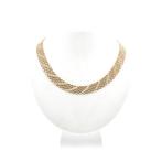 Gouden brede collier | 40,5 cm (schakelketting, ketting), Sieraden, Tassen en Uiterlijk, Kettingen, Ophalen of Verzenden, Gebruikt