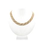 Gouden brede collier | 40,5 cm (schakelketting, ketting), Goud, Gebruikt, Ophalen of Verzenden, Overige kleuren