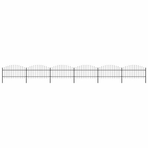 vidaXL Tuinhek met speren bovenkant (1-1,25)x10,2 m staal, Tuin en Terras, Schuttingen, Nieuw, IJzer, 1 tot 2 meter, Verzenden