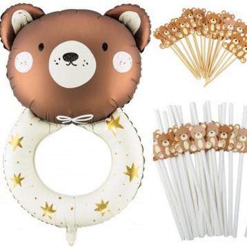 51-delige set Beer met ballon, cupcake toppers en rietjes beschikbaar voor biedingen