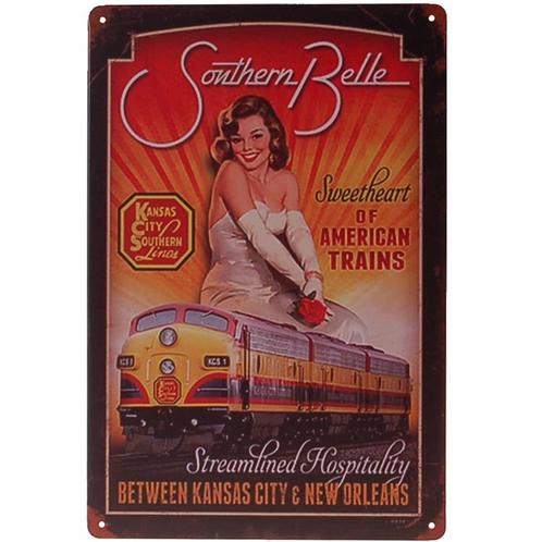 Metalen plaatje - Southern Belle Trains NIEUW, Huis en Inrichting, Woonaccessoires | Tekstborden en Spreuken, Nieuw, Ophalen of Verzenden