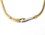 Een 14 krt. bicolor gouden collier bezet met diamant, Sieraden, Tassen en Uiterlijk, Kettingen, Gebruikt